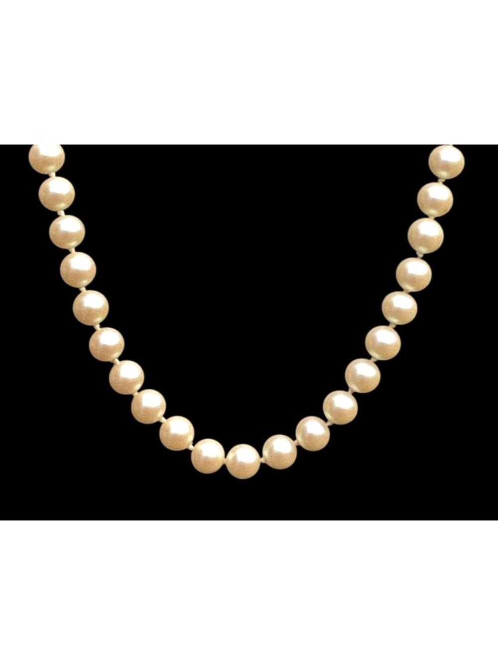 Vintage Faux Pearl Necklace Glass High Luster Hand Knotted Champagne    23" - Picture 2 of 4